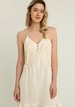 Hot Greek Archaic Kori Triangle Strappy Maxi Dress Natural White/Gold
