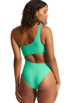 Discount Seafolly Tropica One Shoulder Cut Out Swimsuit