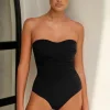 New JETS Swimwear Twist Bandeau DD Swimsuit Black