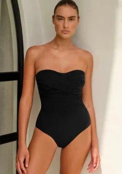 New JETS Swimwear Twist Bandeau DD Swimsuit Black
