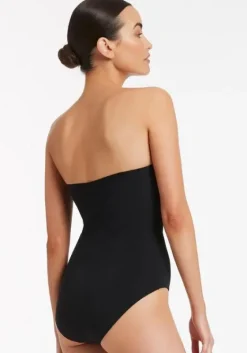 New JETS Swimwear Twist Bandeau DD Swimsuit Black