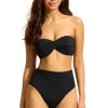 Discount Seafolly Twist Bandeau High Waist Bikini Black