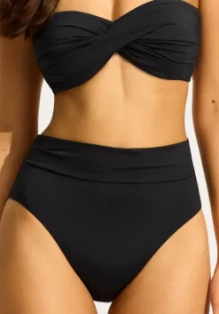 Discount Seafolly Twist Bandeau High Waist Bikini Black