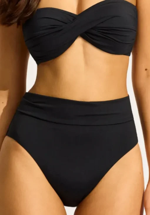 Discount Seafolly Twist Bandeau High Waist Bikini Black