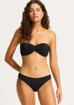 New Seafolly Twist Front Bandeau Bikini Black