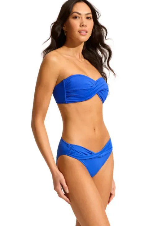 Online Seafolly Twist Front Bandeau Bikini Azure
