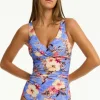Fashion Sea Level Twist Front Swimsuit Blue Hawaii