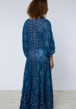 New Juliet Dunn V Neck Loose Dress Mosaic Peacock