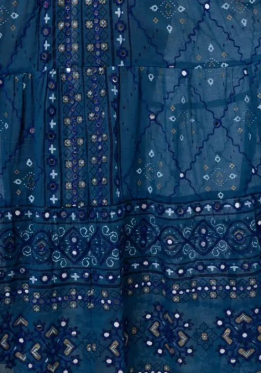 New Juliet Dunn V Neck Loose Dress Mosaic Peacock