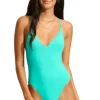 New Seafolly V Neck Swimsuit Aquatic Blue AquaticBlue