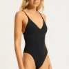 Sale Seafolly V Neck Swimsuit Black