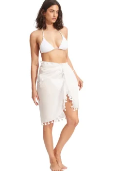Online Seafolly White Gauze Sarong