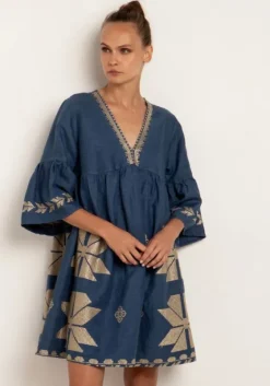 Discount Greek Archaic Kori Windmill Mini Dress Indigo