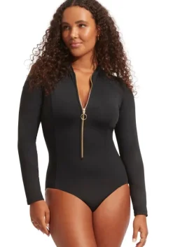 Clearance Seafolly Zipfront Surfsuit Black